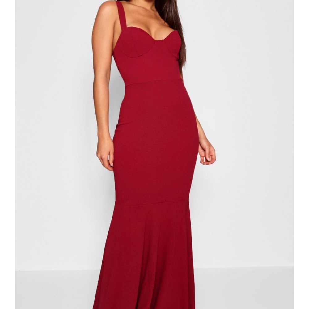 Brand New - Red, bustier, fishtail, sleeveless, maxi, mermaid dress